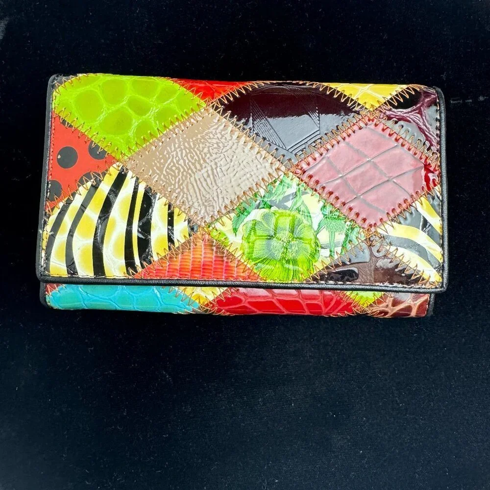 NWOT Patchwork Multicolor Colorful Leather Wallet